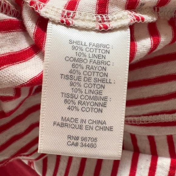 Rebecca Taylor red and off-white striped, long-sleeve mariner T, peplum - Picture 11 of 11